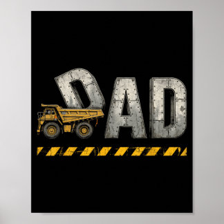 Affiche Papa de construction fête des pères père rétro vin