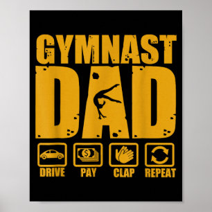 Affiche Papa de gymnaste drôle conduire payer applaudir ré