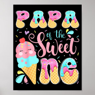 Affiche Papa de la douce gâteau de glace 1er anniversaire