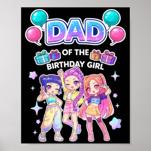 Affiche Papa de la fille d'anniversaire mignon chibi kpop