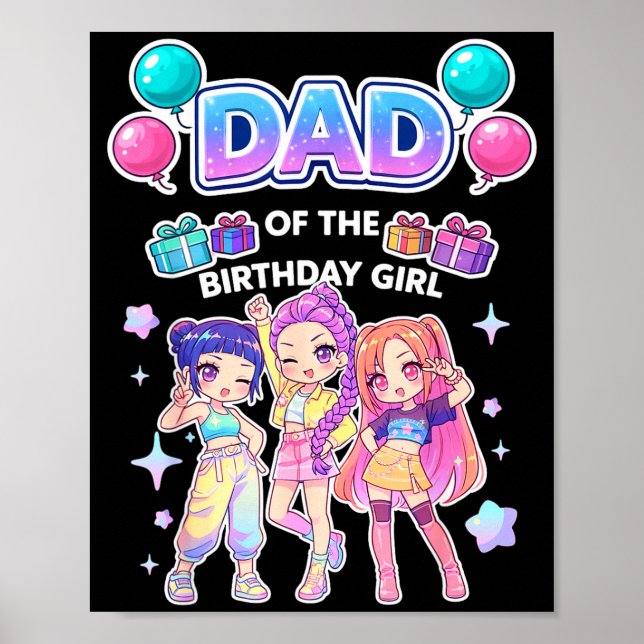 Affiche Papa de la fille d'anniversaire mignon chibi kpop  (Devant)