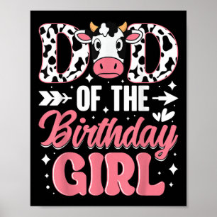 Affiche Papa de la fille d'anniversaire Vache Papa Papa