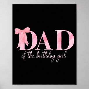 Affiche Papa de la fille de la fête familiale rose noeud c