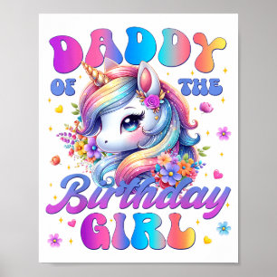 Affiche Papa de la fille qui fête son anniversaire Licorne