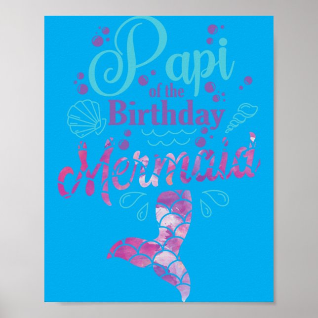 Affiche Papa de la sirène d'anniversaire Fête d'anniversai (Devant)