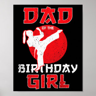 Affiche Papa De L'Anniversaire Karate Taekwondo Girl Marti