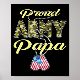 Affiche Papa de l'armée fier drapeau camouflage médaillon 