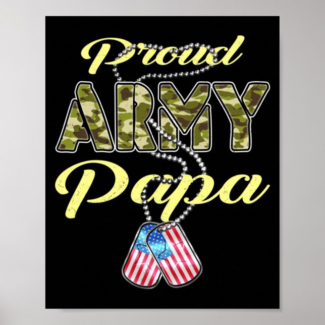 Affiche Papa de l'armée fier drapeau camouflage médaillon  (Devant)