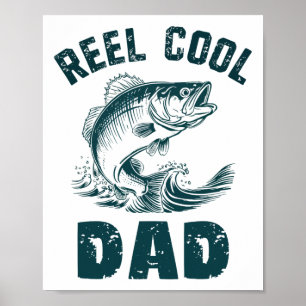 Affiche Papa de pêche super cool grand-père de style vinta