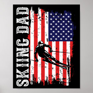 Affiche Papa de ski d'hiver pour amant de ski drapeau des