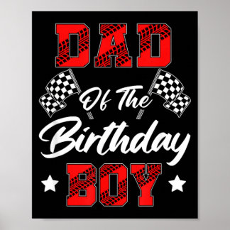 Affiche Papa de voiture de course du garçon qui fête son a
