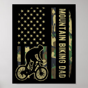 Affiche Papa de VTT Camouflage Drapeau Américain Papa de l