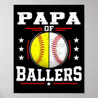 Affiche Papa des Ballers Baseball Softball Papa