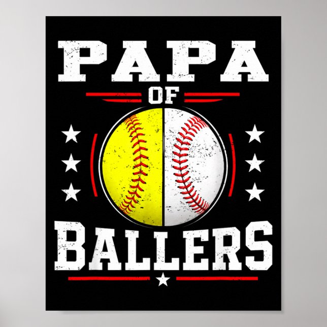 Affiche Papa des Ballers Baseball Softball Papa (Devant)