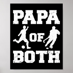 Affiche Papa des deux Funny Soccer Hockey Papa