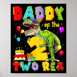 Affiche Papa des deux rex garçon de 2 ans d'anniversaire d