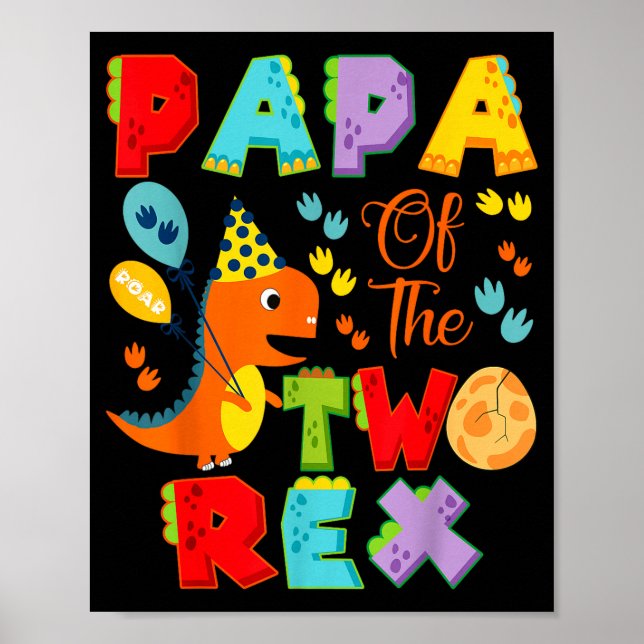 Affiche Papa des deux Rex garçon dinosaure de 2 ans (Devant)