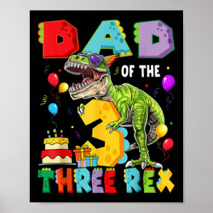 Affiche Papa des trois Rex 3e anniversaire garçon dinosaur