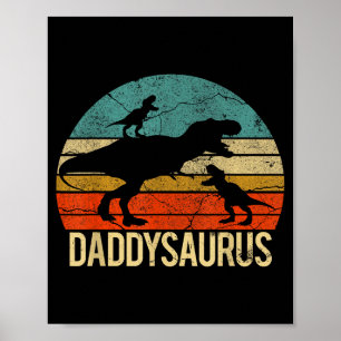 Affiche Papa Dinosaure Daddysaurus 2 Deux Enfants Noël Cad
