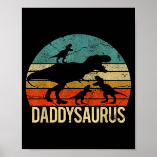 Affiche Papa Dinosaure Daddysaurus 3 Trois Enfants Noël Ch