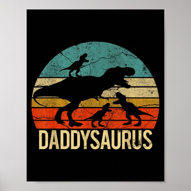 Affiche Papa Dinosaure Daddysaurus 3 Trois Enfants Noël Ch (Devant)