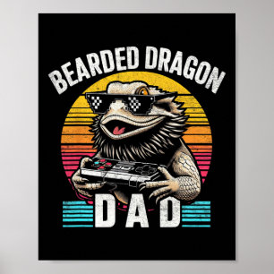 Affiche Papa Dragon Jeux Vidéo Vintage Lézard Amoureux des