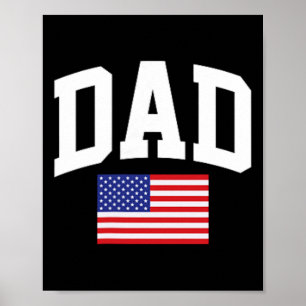 Affiche Papa Drapeau Américain Usa Fête Des Pères 4 Juille