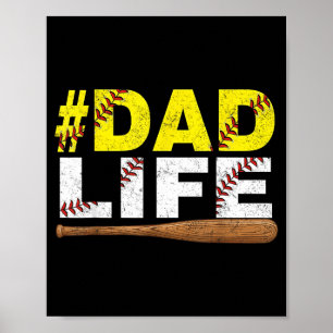 Affiche Papa drôle vie softball baseball papa sports