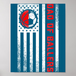 Affiche Papa du drapeau américain des basketteurs de socce