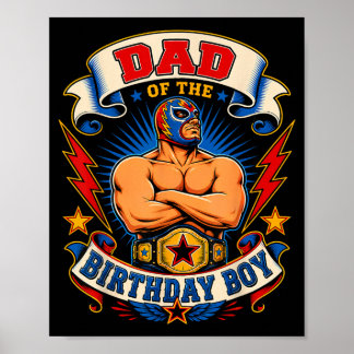 Affiche Papa du garçon de la fête d'anniversaire drôle lut