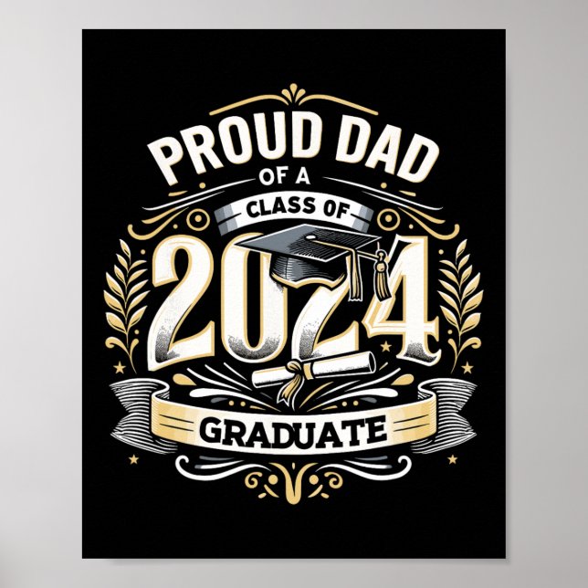 Affiche Papa D'Un Cl De 2024 Senior Funny Graduation 24 (Devant)