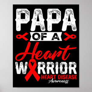 Affiche Papa d'un guerrier du cœur Maladie cardiaque Ruban