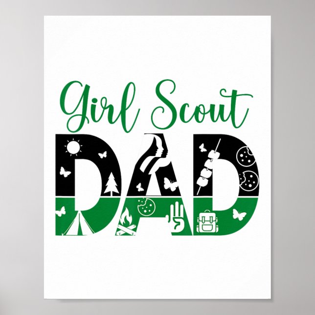 Affiche Papa éclaireur noir et vert pour le camping de coo (Devant)