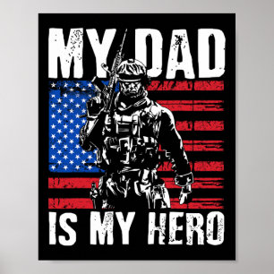 Affiche Papa est mon héros Papa de l'armée Fête des pères