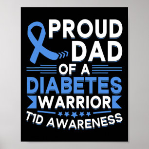 Affiche Papa fier d'un guerrier du diabète T1d Sensibilisa