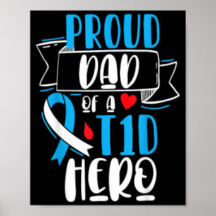 Affiche Papa fier d'un héros T1d diabète de type 1 Papa
