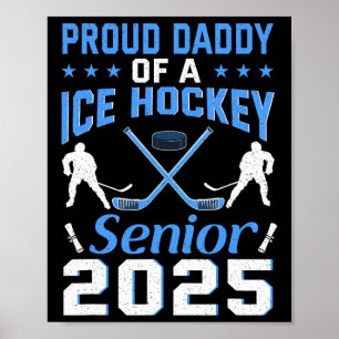 Affiche Papa fier d'un senior de hockey sur glace diplômé