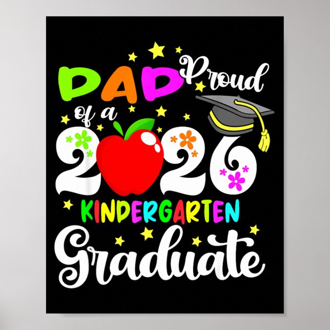 Affiche Papa fier d'une mère diplômée de la maternelle en  (Devant)