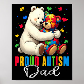 Affiche Papa fièrement autiste ours Sensibilisation à l'au