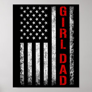 Affiche Papa Fille Papa de Filles Drapeau Usa Fête des Pèr