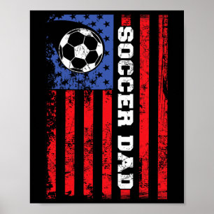 Affiche Papa foot Usa Drapeau Fête des pères américain 