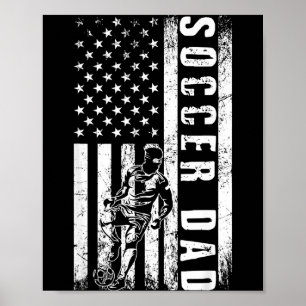 Affiche Papa footballeur Drapeau États-Unis Équipe de foot