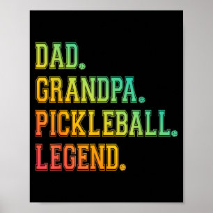 Affiche Papa grand-père légende de pickleball joueur drôle