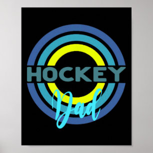 Affiche Papa hockey avec des cercles de hockey modernes 