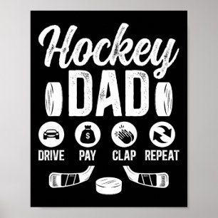 Affiche Papa Hockey Conduis Paie Applaudit Joueur de Hocke