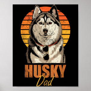 Affiche Papa Husky Rétro Cool Drôle Vintage Amoureux des C