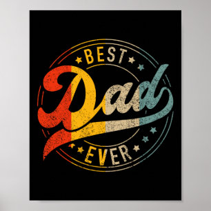 Affiche Papa Jamais Vintage Couleurs Rétro Fête des pères
