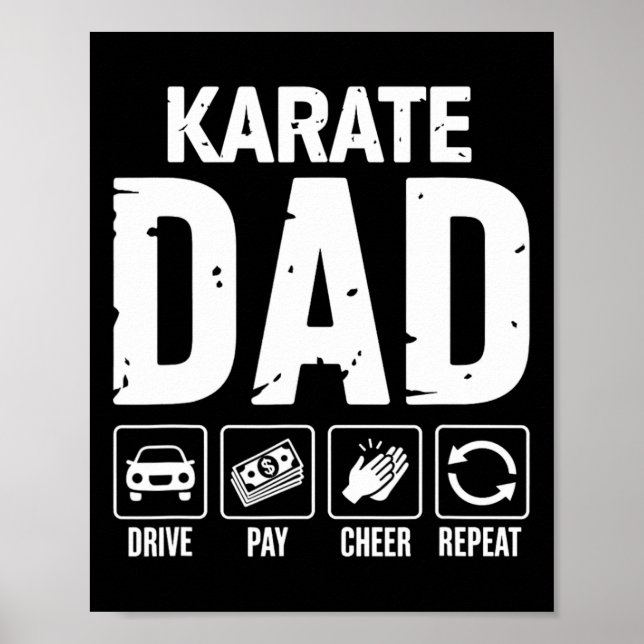 Affiche Papa Karaté Conduire Payer Acclamer Papa D'un Comb (Devant)