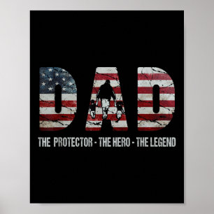 Affiche Papa Le Protecteur Héros Légende Drapeau Américain
