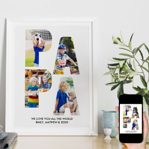 Affiche PAPA Lettre Cutout Photo Collage Nom des petits-en